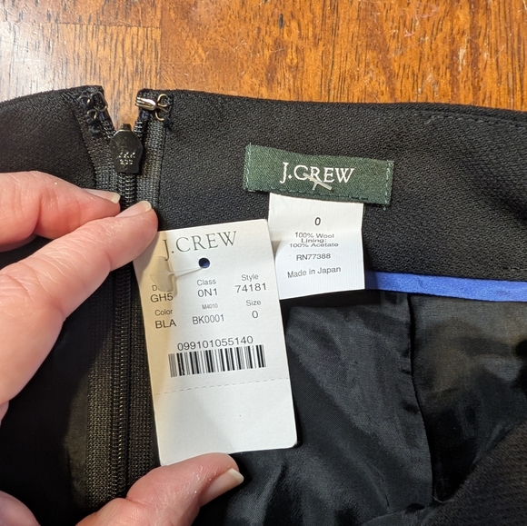 J. Crew Classic Black Pencil Skirt, Lined, Wool - Picture 5 of 6